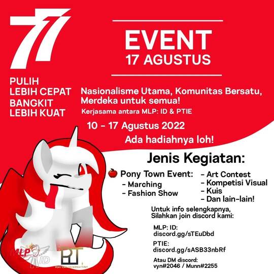 Indonisty maskot komunitas mlpid kembali adakan acara kemerdekaan ke-77
