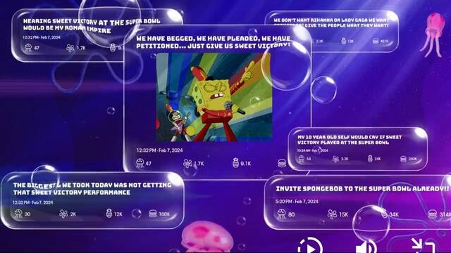 Spongebob Squarepants Sweet Victory bakal di pertunjukan kembali di SUPER BOWL LVIII